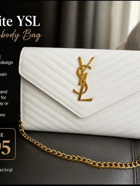 Yves Saint Laurent Handbags - Yves Saint Laurent White Quilted Leather Crossbody with Gold Hardware
